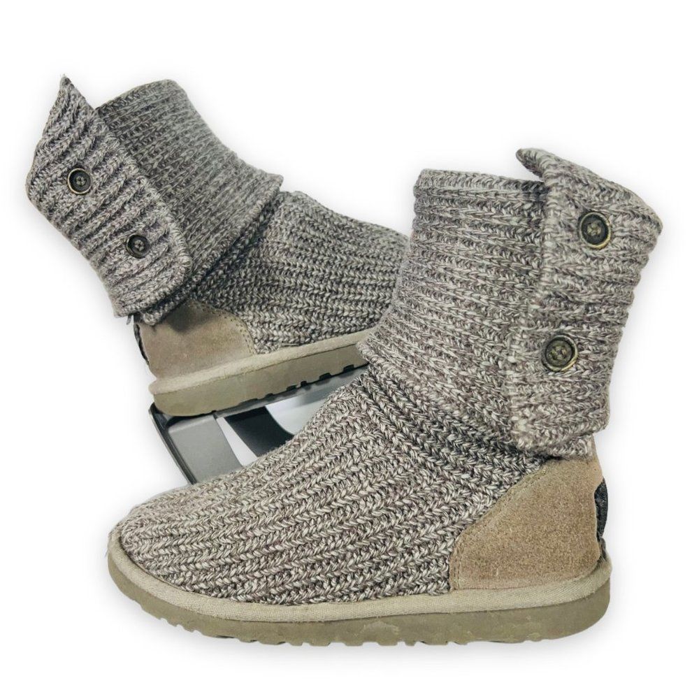 UGG Australia Classic Cardy Knit Boots Charcoal Grey 5649 Youth 4